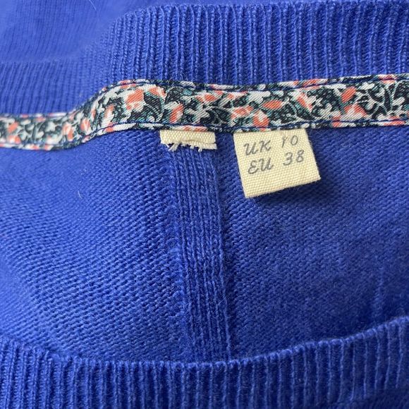 White Stuff Jumper Size 10 Lambswool Cashmere Blend Merlot Blue Xmas Festive - Picture 11 of 13